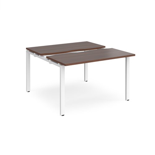 Adapt sliding top back to back desks 1200mm x 1200mm - white frame, walnut top