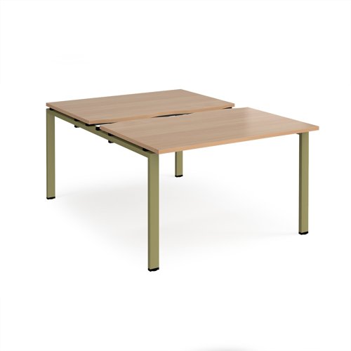 Adapt sliding top back to back desks 1200mm x 1600mm - green frame, beech top