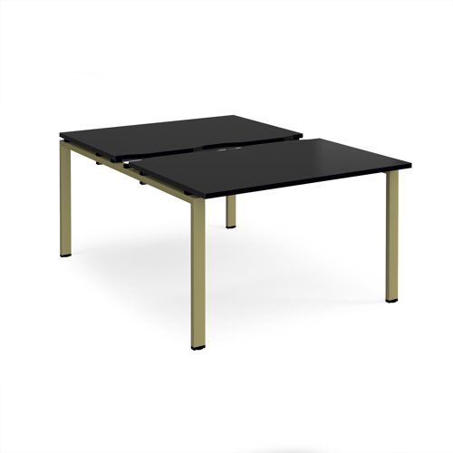 Adapt sliding top back to back desks 1200mm x 1600mm - green frame, black top