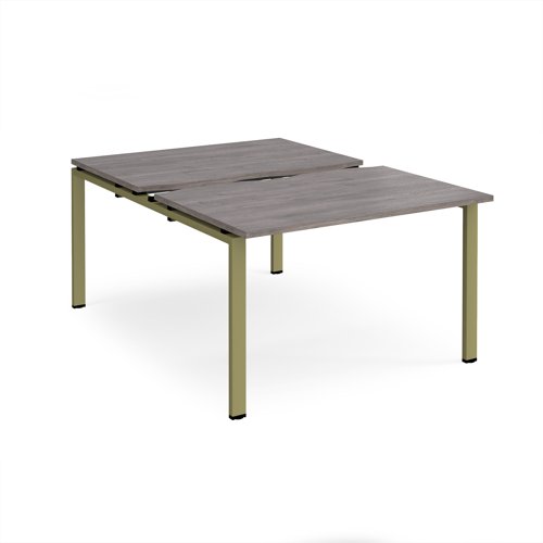Adapt sliding top back to back desks 1200mm x 1600mm - green frame, grey oak top