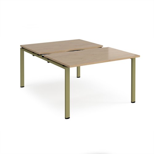 Adapt sliding top back to back desks 1200mm x 1600mm - green frame, kendal oak top