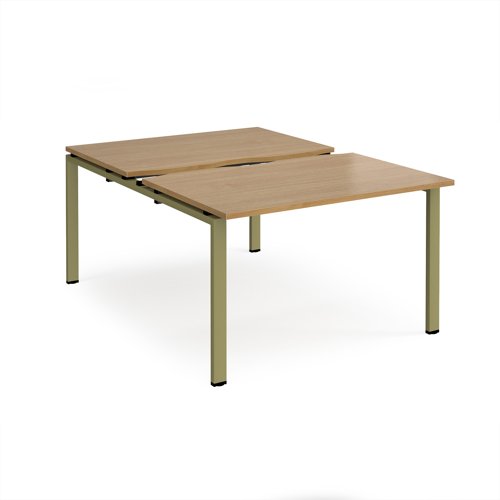 Adapt sliding top back to back desks 1200mm x 1600mm - green frame, oak top