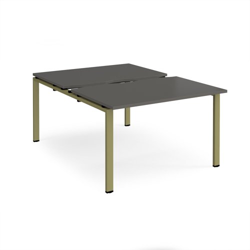 Adapt sliding top back to back desks 1200mm x 1600mm - green frame, storm grey top