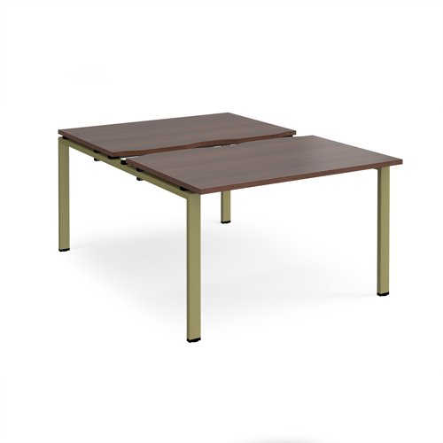 Adapt sliding top back to back desks 1200mm x 1600mm - green frame, walnut top