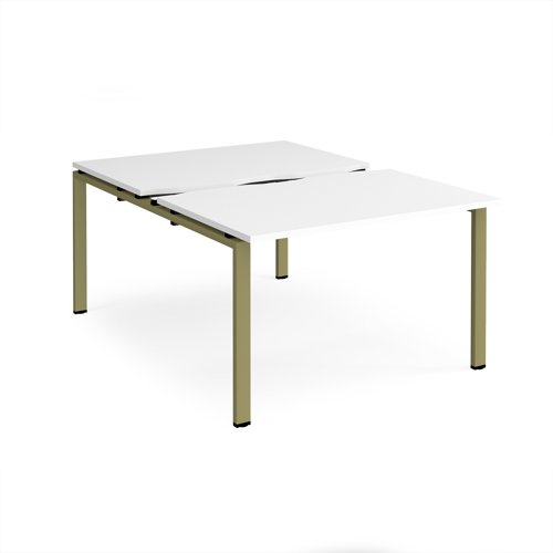 Adapt sliding top back to back desks 1200mm x 1600mm - green frame, white top