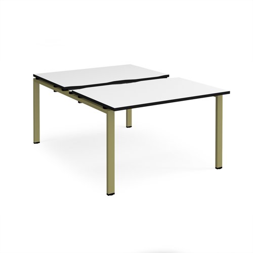 Adapt sliding top back to back desks 1200mm x 1600mm - green frame, white top, black edge