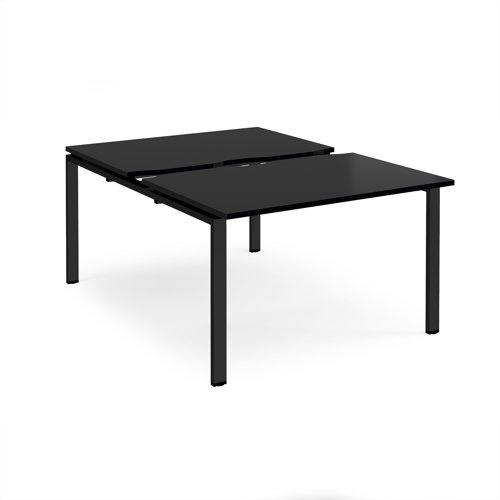 Adapt sliding top back to back desks 1200mm x 1600mm - black frame, black top