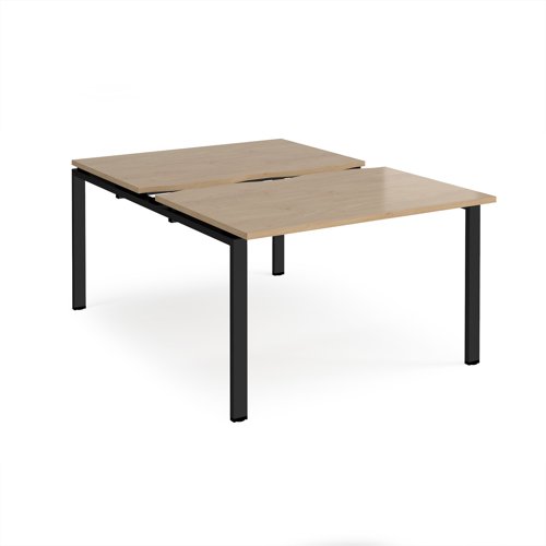 Adapt sliding top back to back desks 1200mm x 1600mm - black frame, kendal oak top