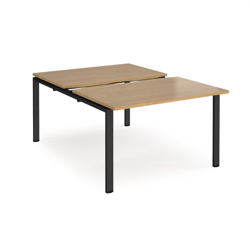 Adapt sliding top back to back desks 1200mm x 1600mm - black frame, oak top