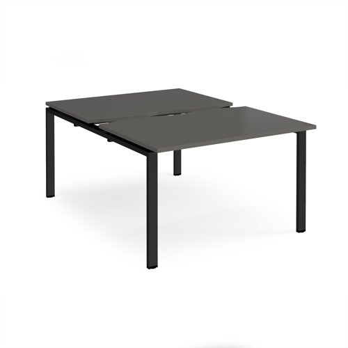 Adapt sliding top back to back desks 1200mm x 1600mm - black frame, storm grey top