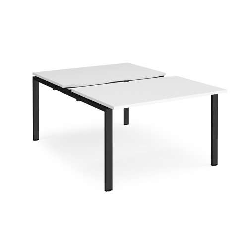 Adapt sliding top back to back desks 1200mm x 1600mm - black frame, white top