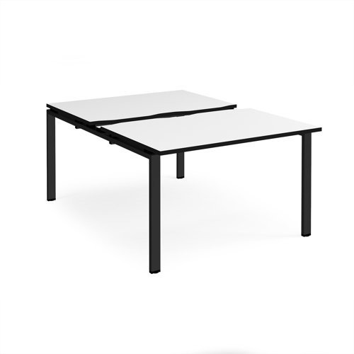 Adapt sliding top back to back desks 1200mm x 1600mm - black frame, white top, black edge