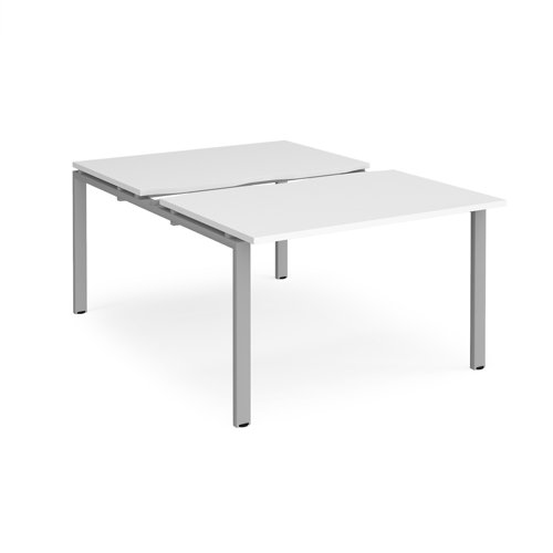 Adapt sliding top back to back desks 1200mm x 1600mm - silver frame, white top