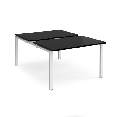 Adapt sliding top back to back desks 1200mm x 1600mm - white frame, black top