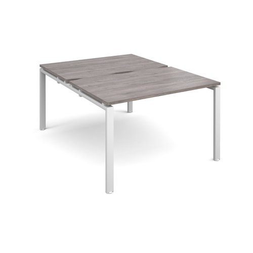 Adapt sliding top back to back desks 1200mm x 1600mm - white frame, grey oak top