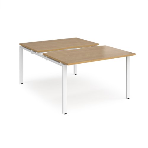 Adapt sliding top back to back desks 1200mm x 1600mm - white frame, oak top