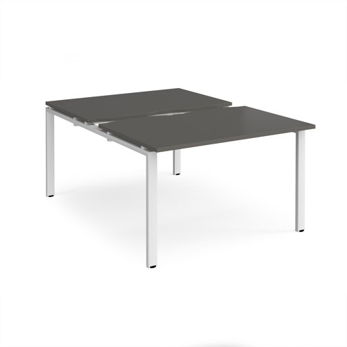 Adapt sliding top back to back desks 1200mm x 1600mm - white frame, storm grey top