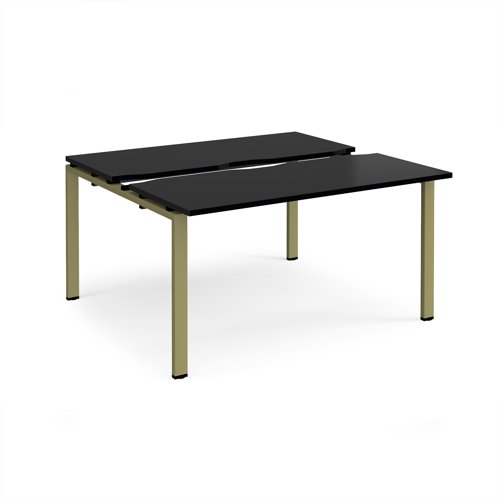 Adapt sliding top back to back desks 1400mm x 1200mm - green frame, black top