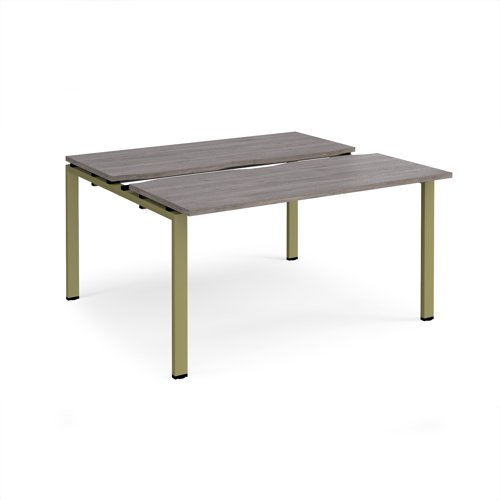 Adapt sliding top back to back desks 1400mm x 1200mm - green frame, grey oak top