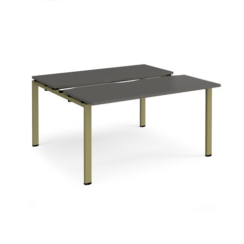 Adapt sliding top back to back desks 1400mm x 1200mm - green frame, storm grey top