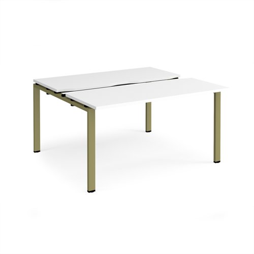 Adapt sliding top back to back desks 1400mm x 1200mm - green frame, white top