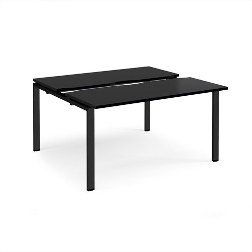 Adapt sliding top back to back desks 1400mm x 1200mm - black frame, black top