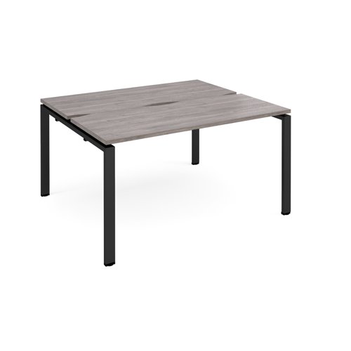Adapt sliding top back to back desks 1400mm x 1200mm - black frame, grey oak top