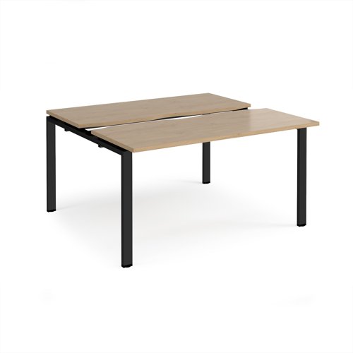 Adapt sliding top back to back desks 1400mm x 1200mm - black frame, kendal oak top