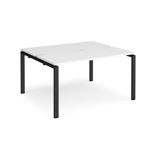 Adapt sliding top back to back desks 1400mm x 1200mm - black frame, white top