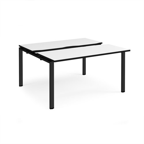 Adapt sliding top back to back desks 1400mm x 1200mm - black frame, white top, black edge
