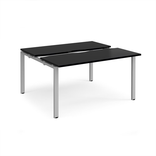 Adapt sliding top back to back desks 1400mm x 1200mm - silver frame, black top