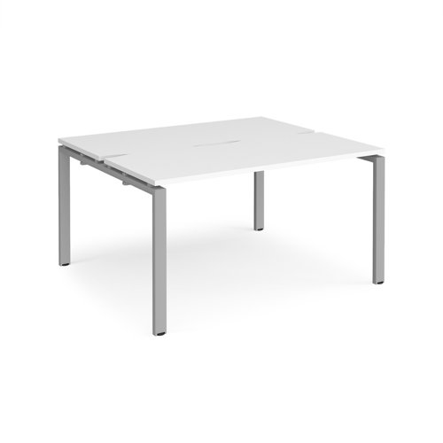 Adapt sliding top back to back desks 1400mm x 1200mm - silver frame, white top