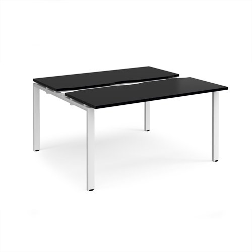 Adapt sliding top back to back desks 1400mm x 1200mm - white frame, black top