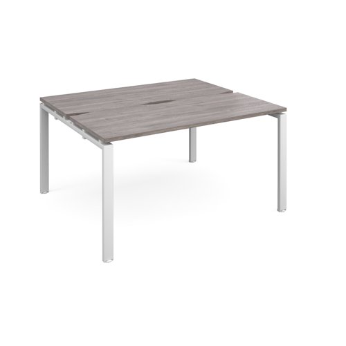 Adapt sliding top back to back desks 1400mm x 1200mm - white frame, grey oak top