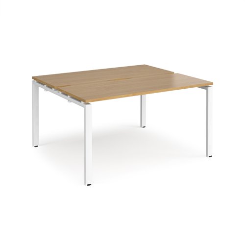 Adapt sliding top back to back desks 1400mm x 1200mm - white frame, oak top