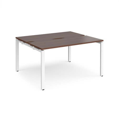 Adapt sliding top back to back desks 1400mm x 1200mm - white frame, walnut top