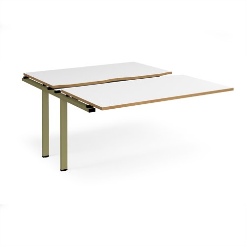 Adapt sliding top add on unit single 1400mm x 1600mm - green frame, white top, oak edge