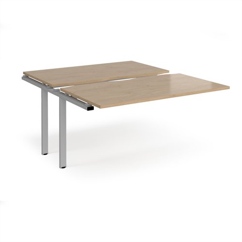 Adapt sliding top add on unit single 1400mm x 1600mm - silver frame, kendal oak top
