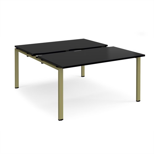 Adapt sliding top back to back desks 1400mm x 1600mm - green frame, black top