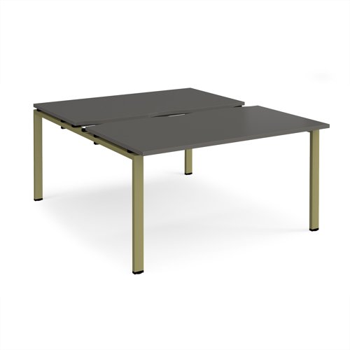 Adapt sliding top back to back desks 1400mm x 1600mm - green frame, storm grey top