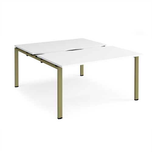 Adapt sliding top back to back desks 1400mm x 1600mm - green frame, white top