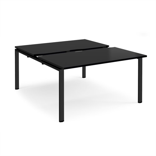 Adapt sliding top back to back desks 1400mm x 1600mm - black frame, black top