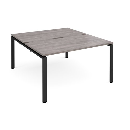 Adapt sliding top back to back desks 1400mm x 1600mm - black frame, grey oak top