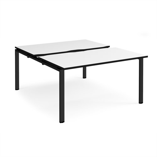 Adapt sliding top back to back desks 1400mm x 1600mm - black frame, white top, black edge