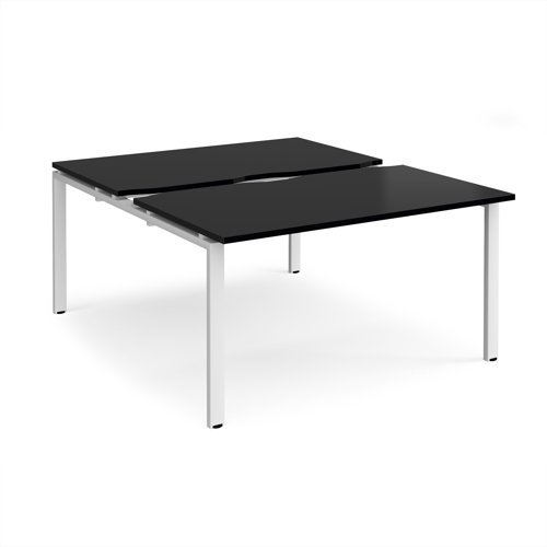 Adapt sliding top back to back desks 1400mm x 1600mm - white frame, black top