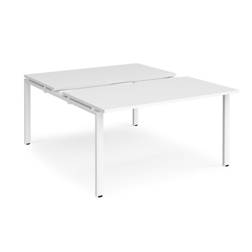 Adapt sliding top back to back desks 1400mm x 1600mm - white frame, white top
