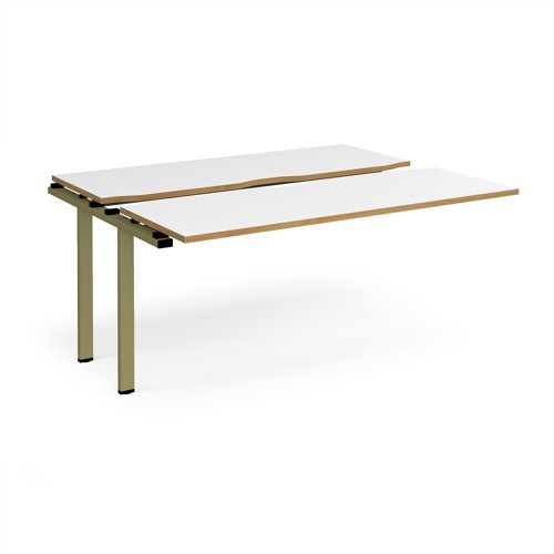 Adapt sliding top add on unit single 1600mm x 1200mm - green frame, white top, oak edge