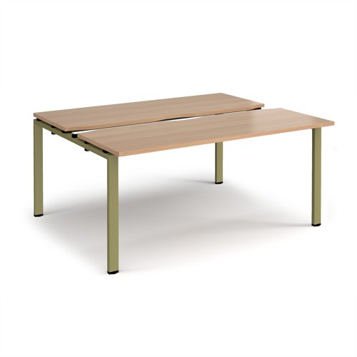 Adapt sliding top back to back desks 1600mm x 1200mm - green frame, beech top