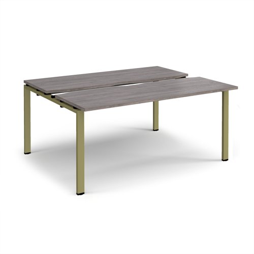 Adapt sliding top back to back desks 1600mm x 1200mm - green frame, grey oak top