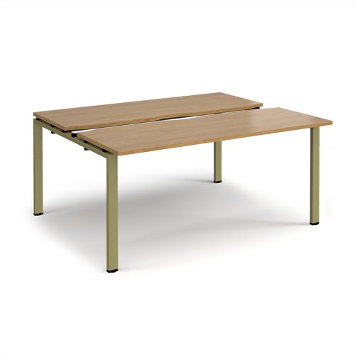 Adapt sliding top back to back desks 1600mm x 1200mm - green frame, oak top